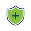 A green shield with a cross in the center icon.