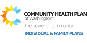 Community Health Plan of Washington. The power of community. Individual and family plans. Logo.