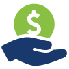 Hand holding dollar sign icon