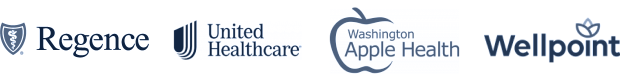 Logotipos de regence, united healthcare, Washington Apple Health, y Wellpoint