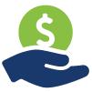 Hand holding dollar sign icon