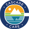 Cascade Care logo. A blue letter "c" surrounding a mountain graphic.